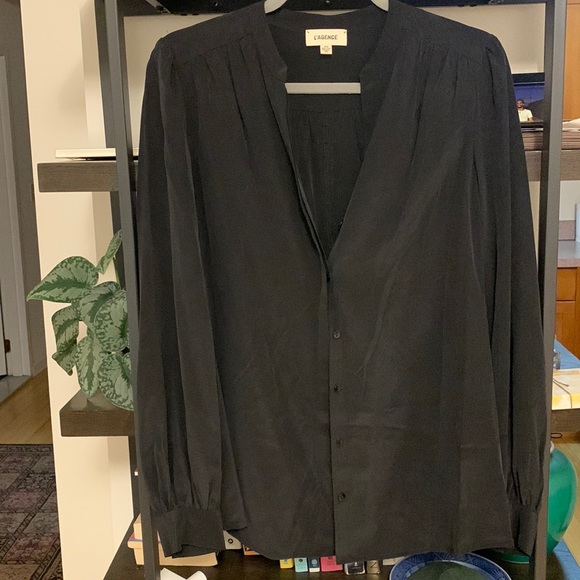 L’Agence Raquel Shirred Button-Back Silk Top - Picture 1 of 4